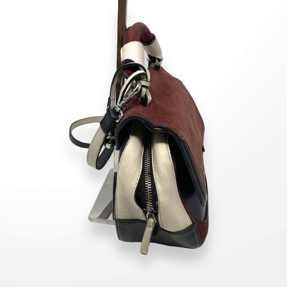 ZARA Red Black White Leather Colorblock Crossbody Handbag - Picture 8 of 14